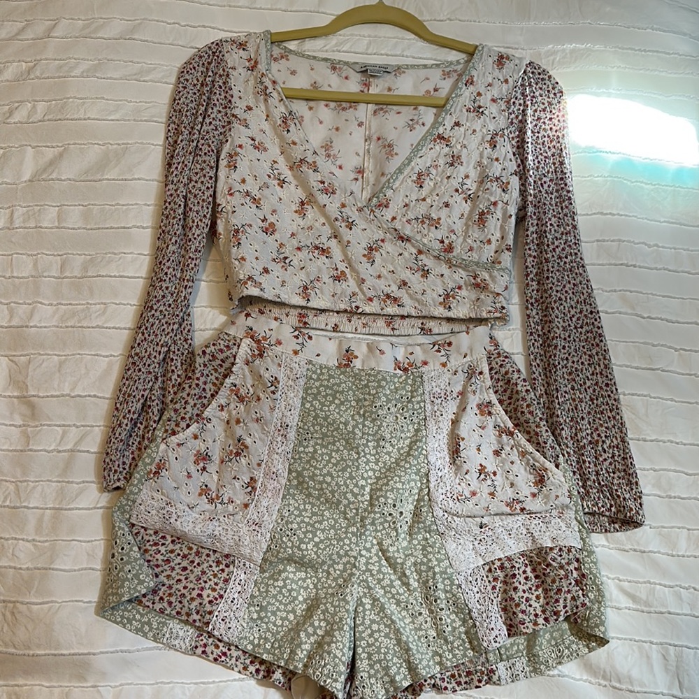 American eagle crop top high waisted shorts